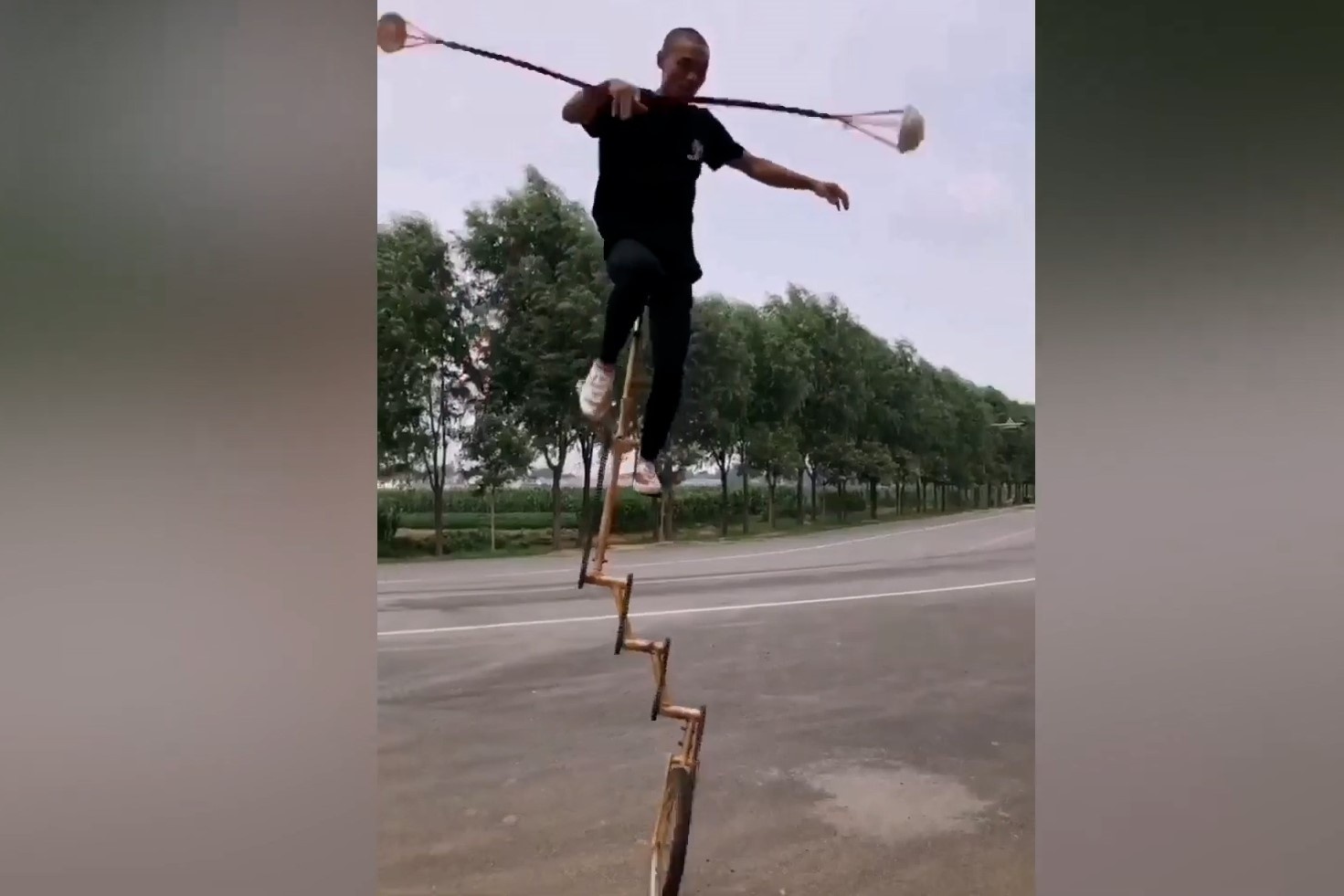 Noi tieng voi tai di xe dap mot banh hinh anh