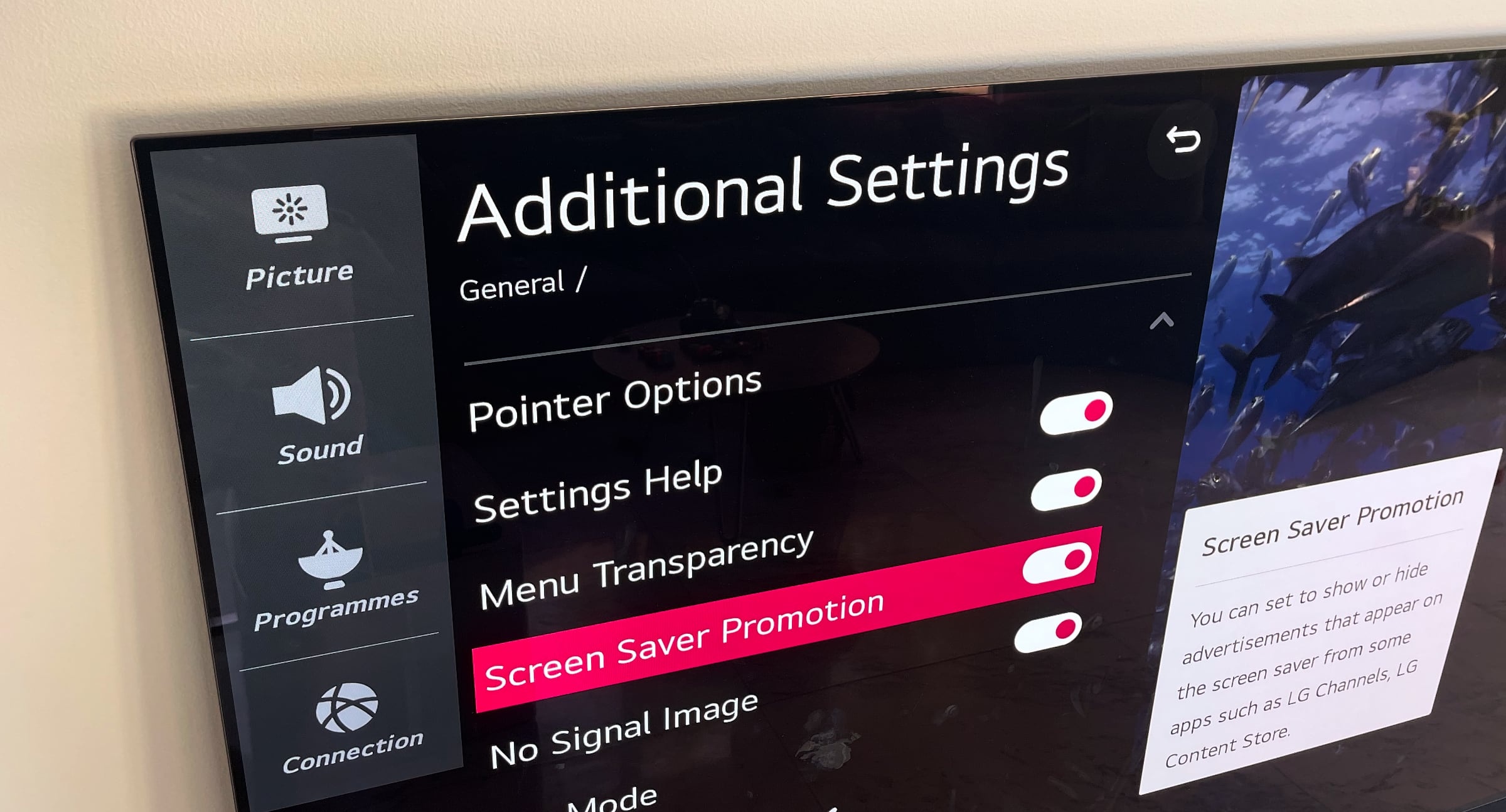 quang cao tren TV LG anh 1