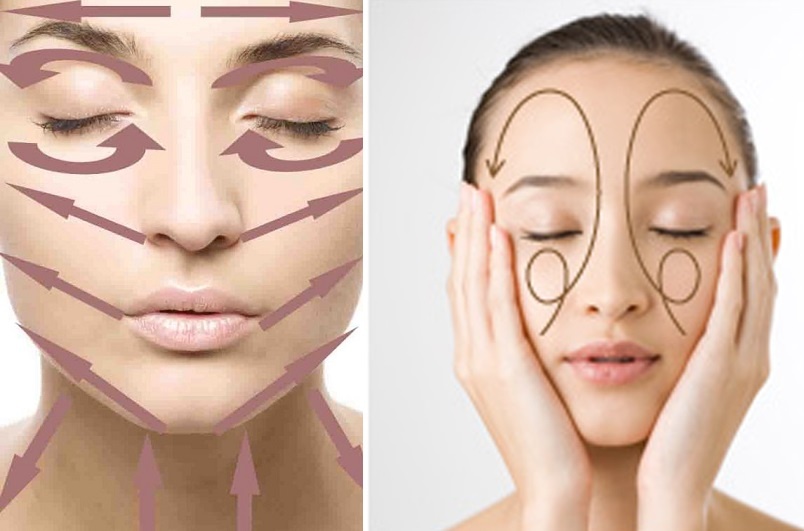 Massage mặt theo chiều mũi tên.