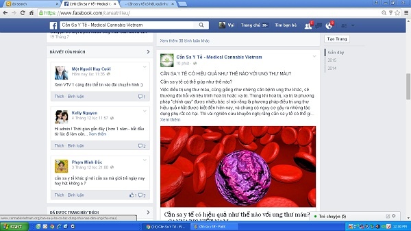 Trang facebook “Cần sa y tế” chia sẻ thông tin chữa bách bệnh từ cần sa.