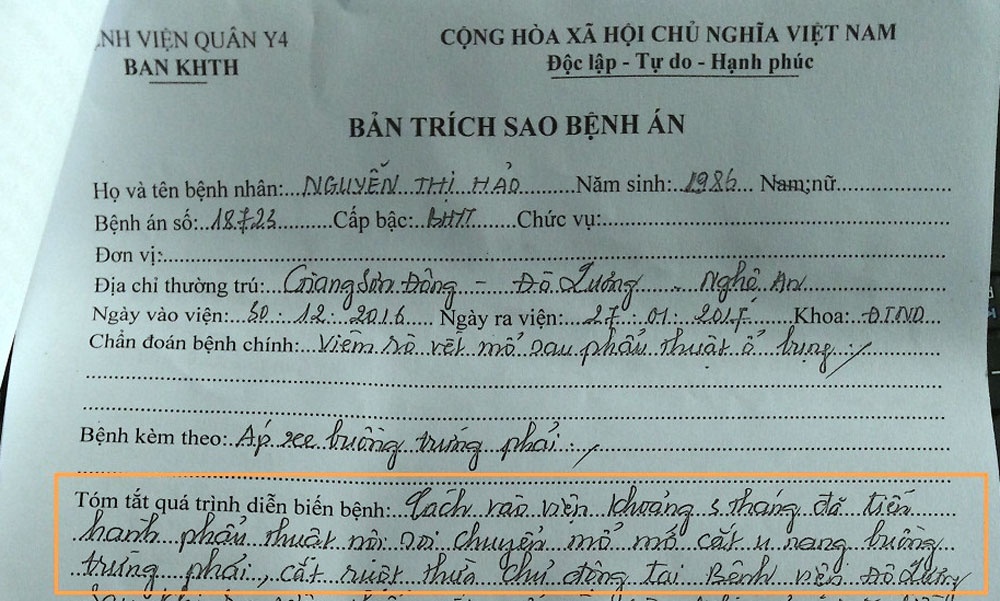 Mổ u nang cắt nhầm ruột thừa ảnh 2 Mo u nang cat nham ruot thua anh 2