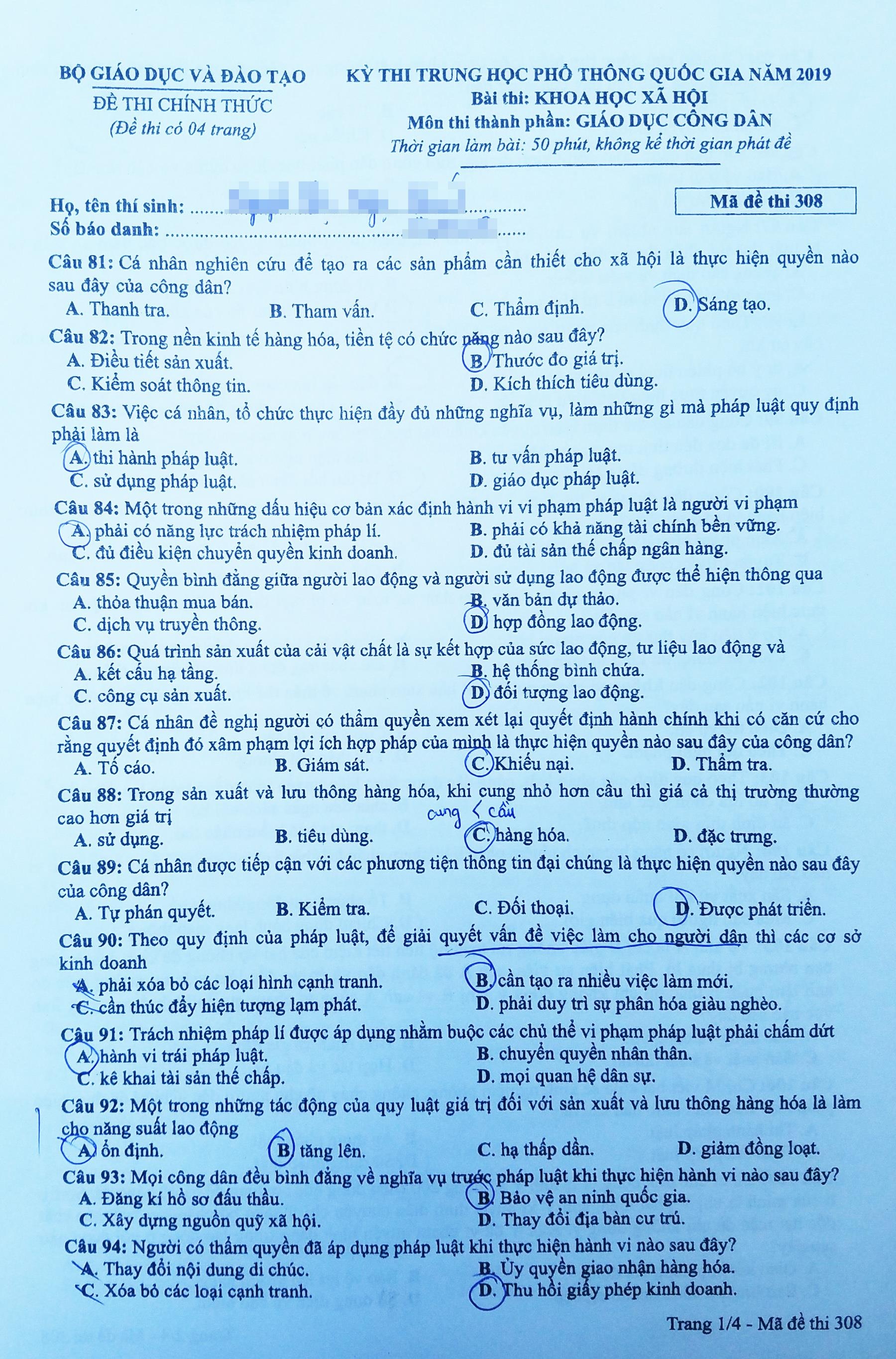 De thi mon Giao duc Cong dan anh 1