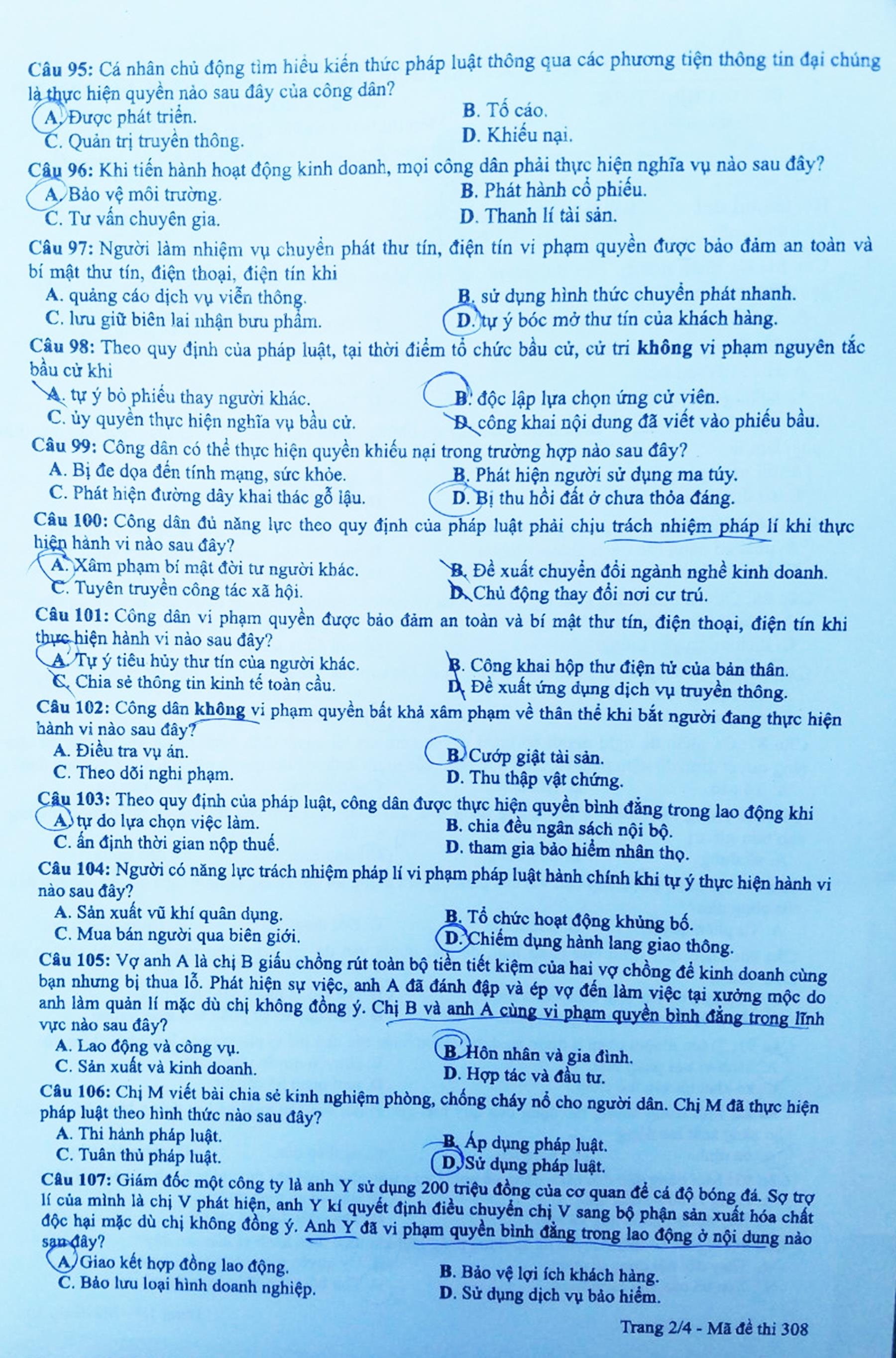 De thi mon Giao duc Cong dan anh 2