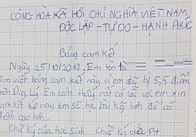 Bắt học sinh cam kết đạt điểm cao ảnh 1 Bat hoc sinh cam ket dat diem cao anh 1