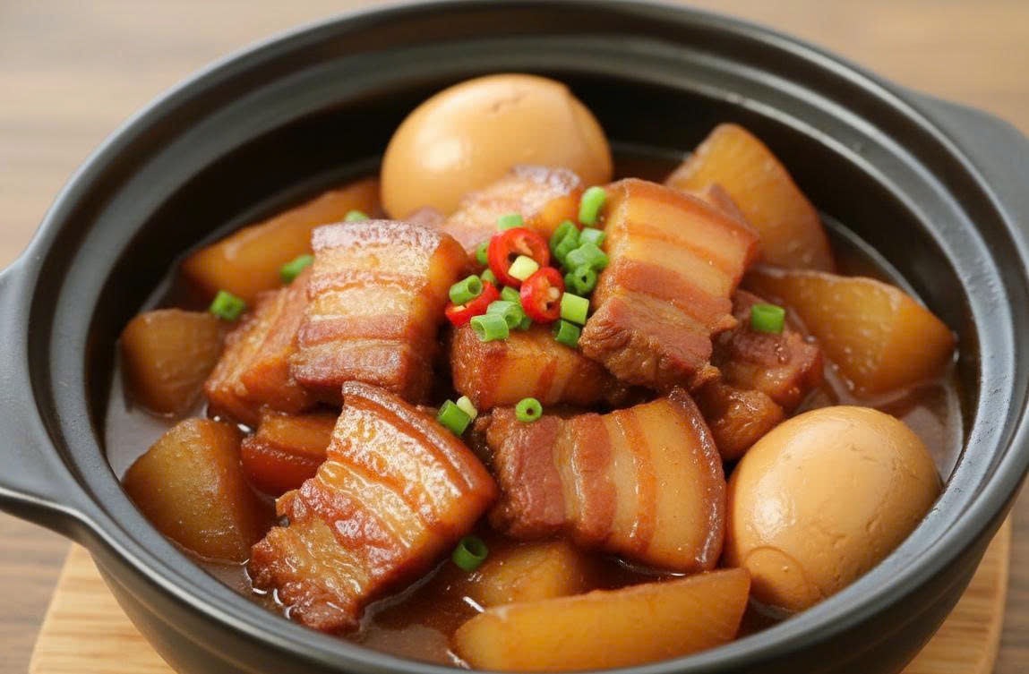 Tin mung cho nguoi thich an cu cai trang, thit kho cu cai hinh anh