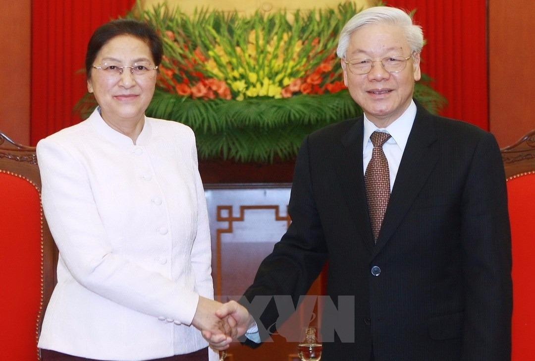 Tong bi thu tiep chu tich quoc hoi Lao hinh anh