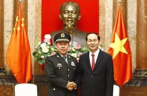 Chu tich nuoc tiep doan dai bieu cap cao quan doi Trung Quoc hinh anh