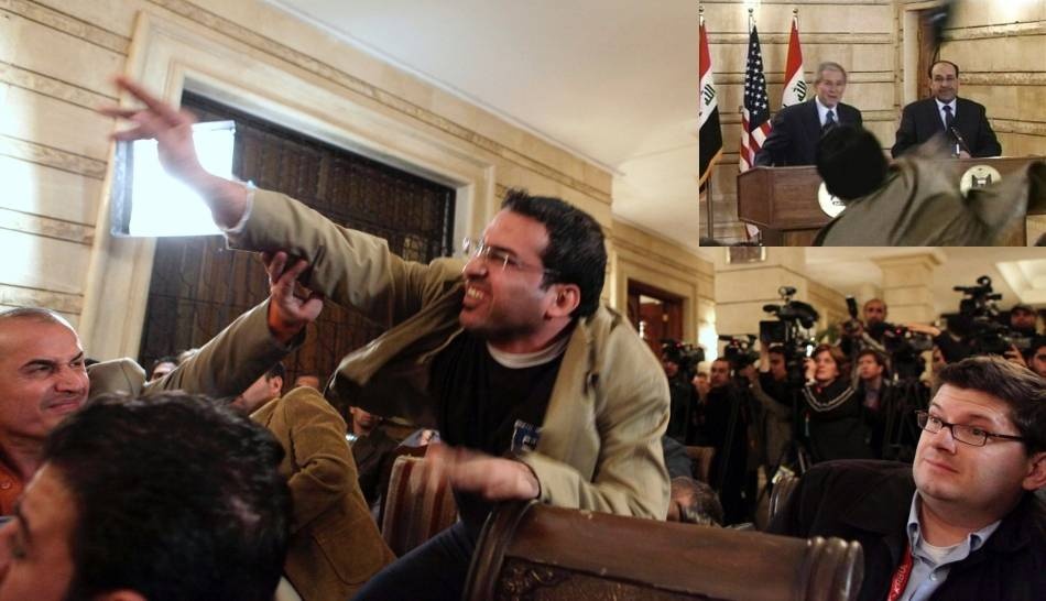 Nha bao Iraq tung nem giay vao cuu tong thong My ra tranh cu hinh anh