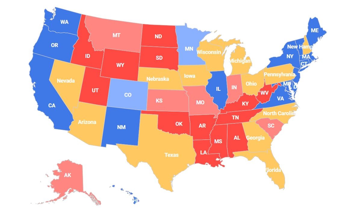 Cac bang chien truong quyet dinh ket qua bau cu My hinh anh