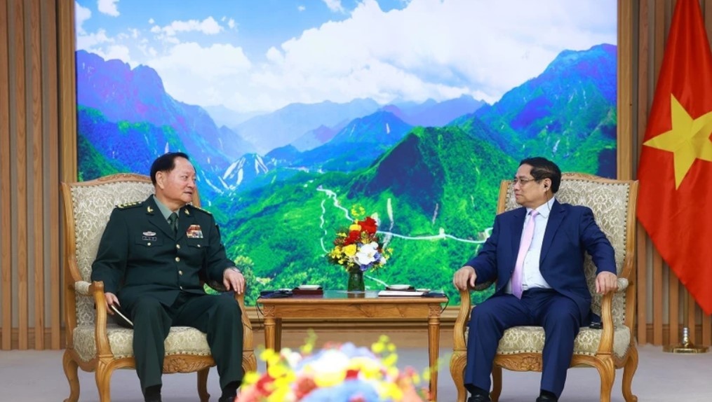 Thu tuong Pham Minh Chinh tiep Pho Chu tich Quan uy Trung Quoc hinh anh