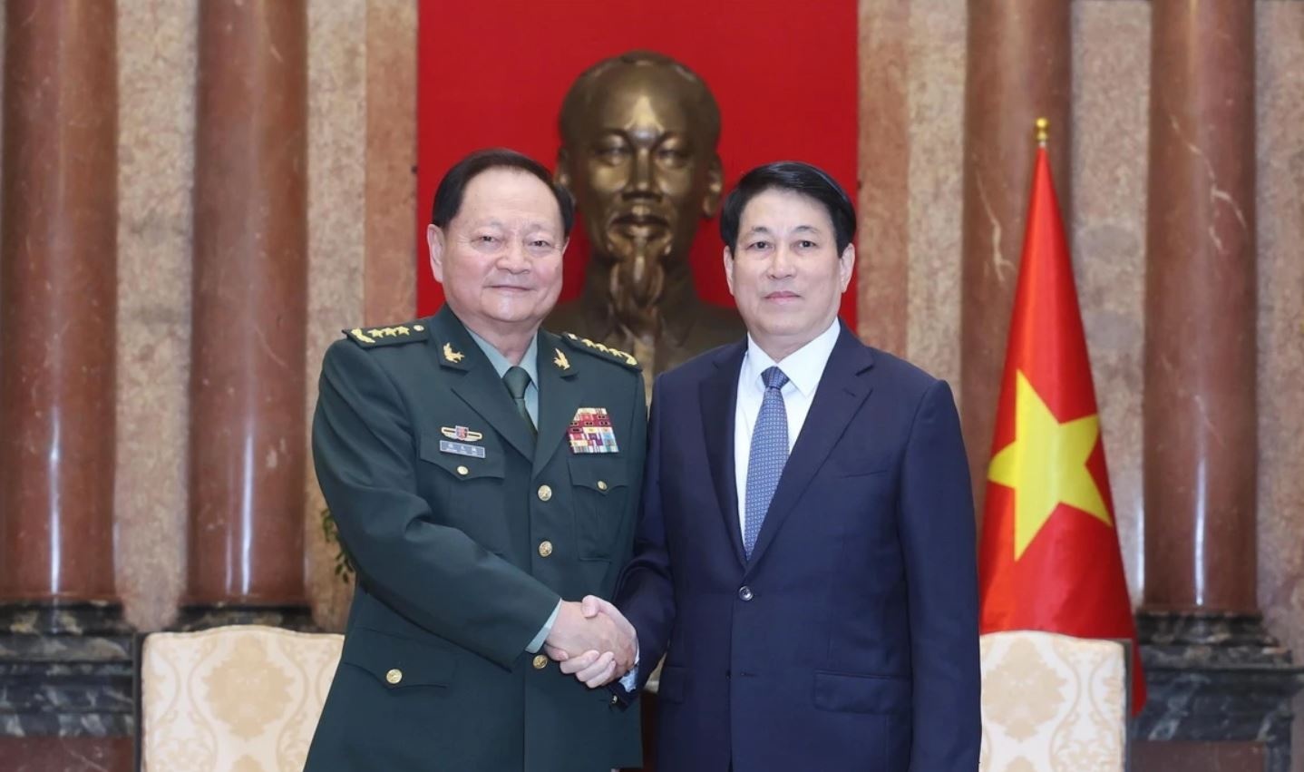 Chu tich nuoc Luong Cuong tiep PCT Quan uy Trung uong Trung Quoc hinh anh