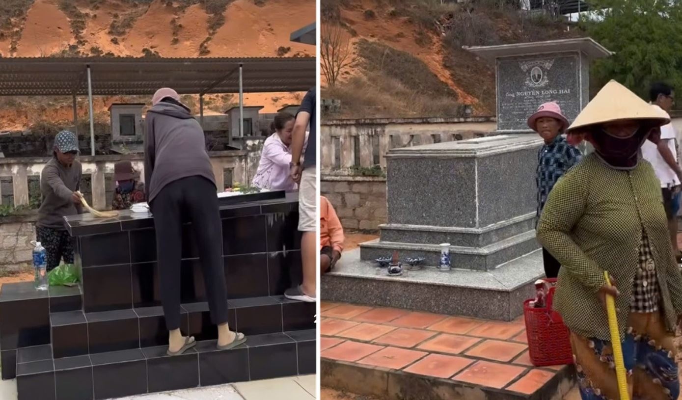 Xu ly nhom nguoi 'xin deu' tien quet don tai nghia trang hinh anh