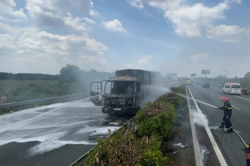 Xe tai chay Long Thanh anh 1