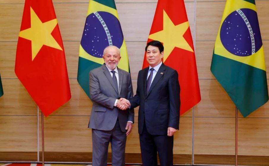 Chu tich nuoc Luong Cuong chu tri chieu dai Tong thong Brazil hinh anh