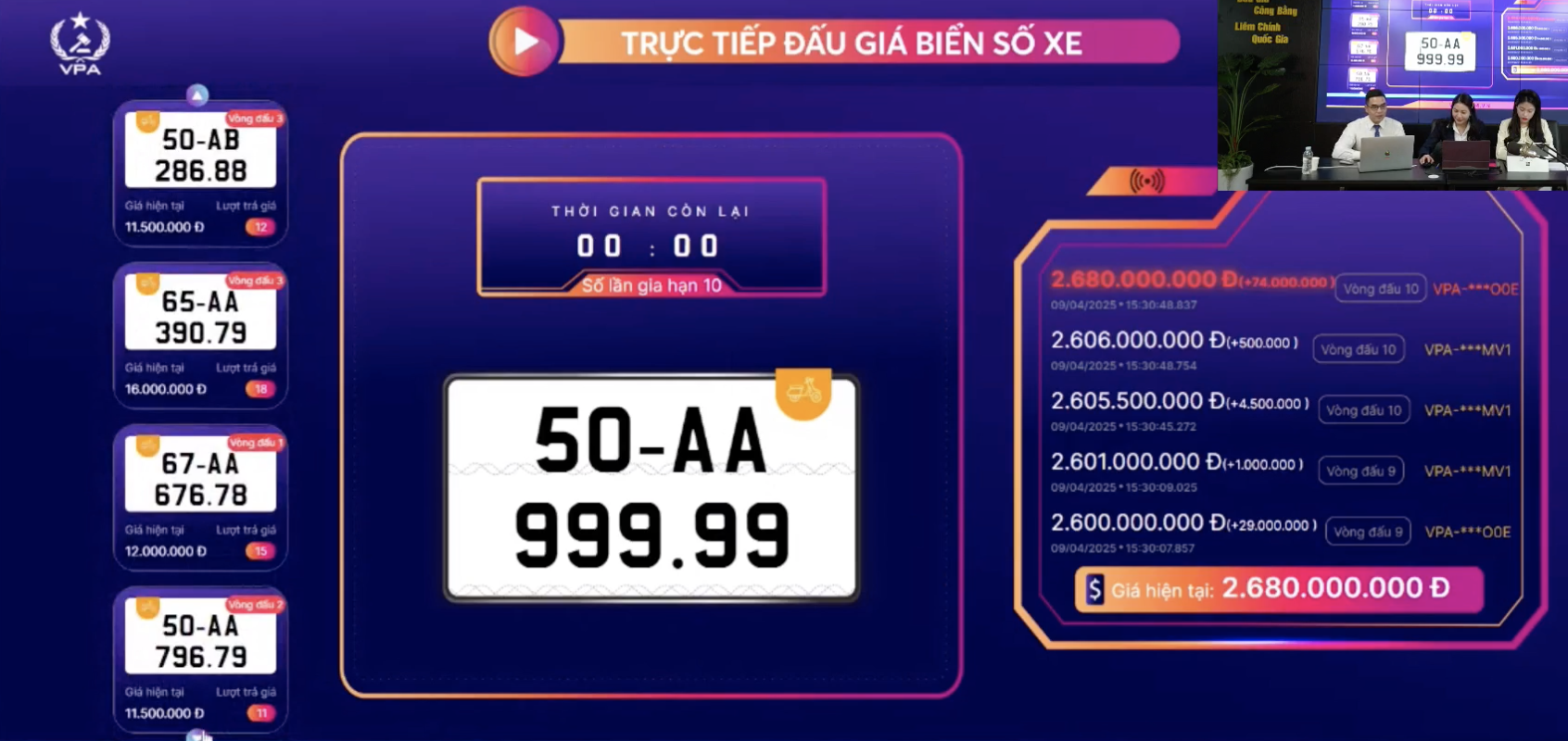 Bien xe may 50AA-999.99 trung dau gia 2,68 ty dong, ngang gia tri oto hinh anh