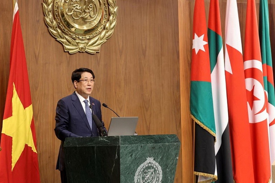 Chu tich nuoc tham va phat bieu chinh sach tai Lien doan Arab hinh anh