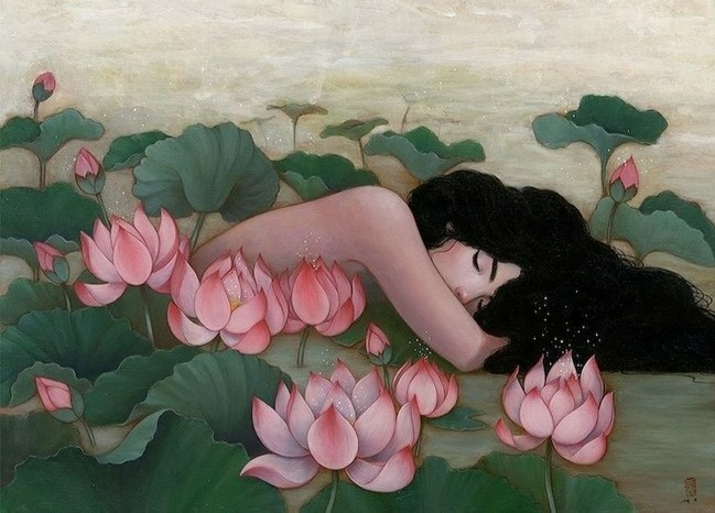 Em nhu sen no giua dia hung suong hinh anh