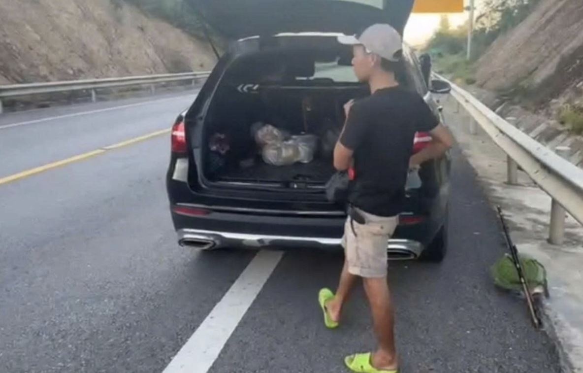 Dung xe tren cao toc de di cau ca hinh anh