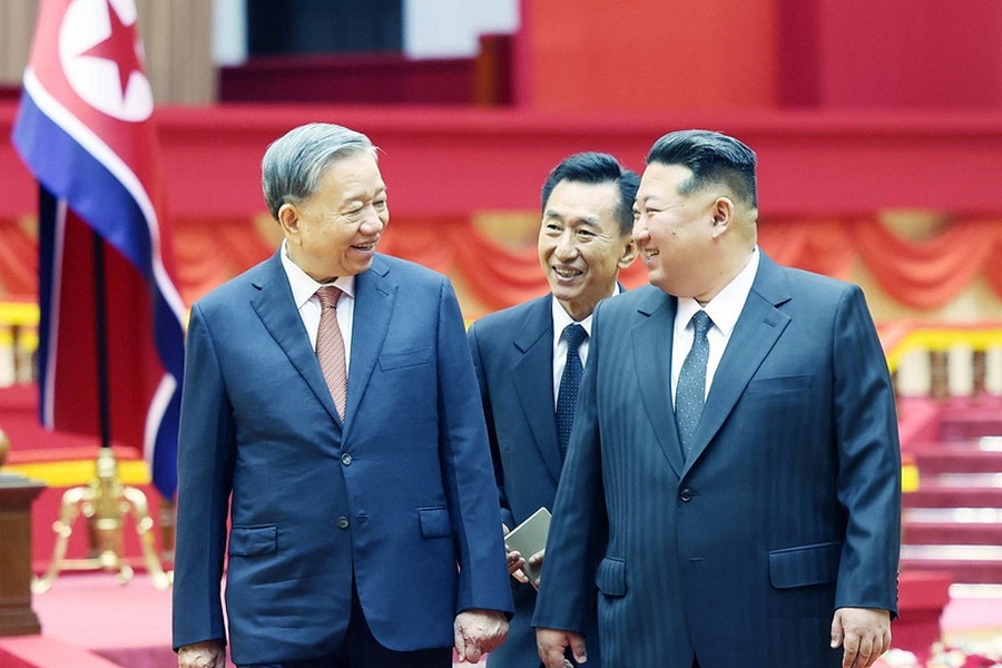 Toan canh le don Tong Bi thu To Lam tham CHDCND Trieu Tien hinh anh