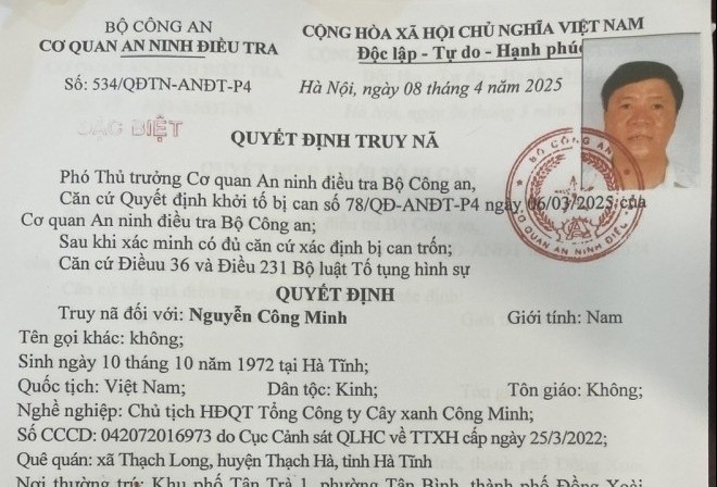 Truy na dac biet Chu tich HDQT Tong Cong ty Cay xanh Cong Minh hinh anh