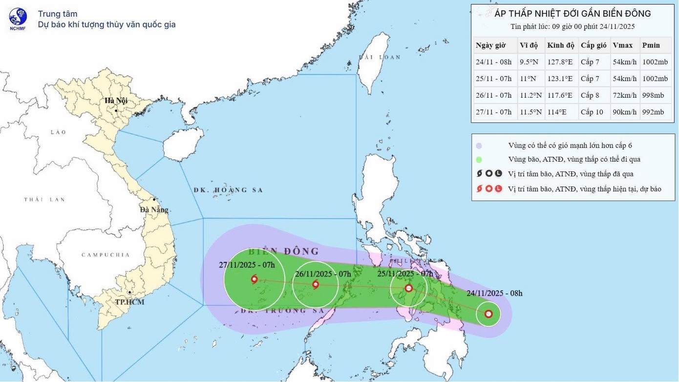 Bien Dong sap don bao 15, huong ve Binh Dinh - Binh Thuan cu hinh anh