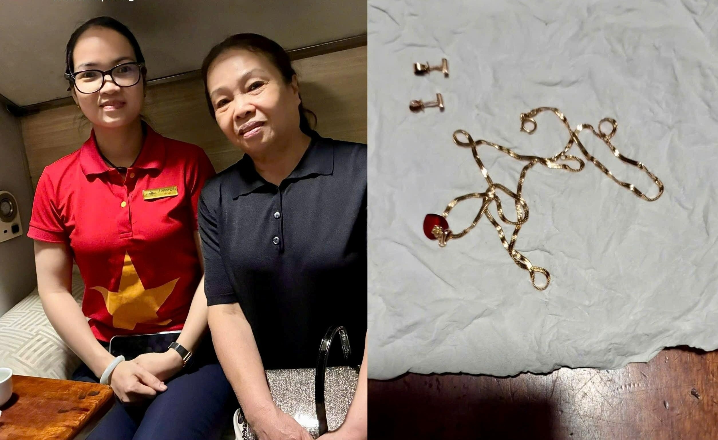 Hanh khach vut nham vang vao sot rac, nhan vien duong sat luc tim trao hinh anh