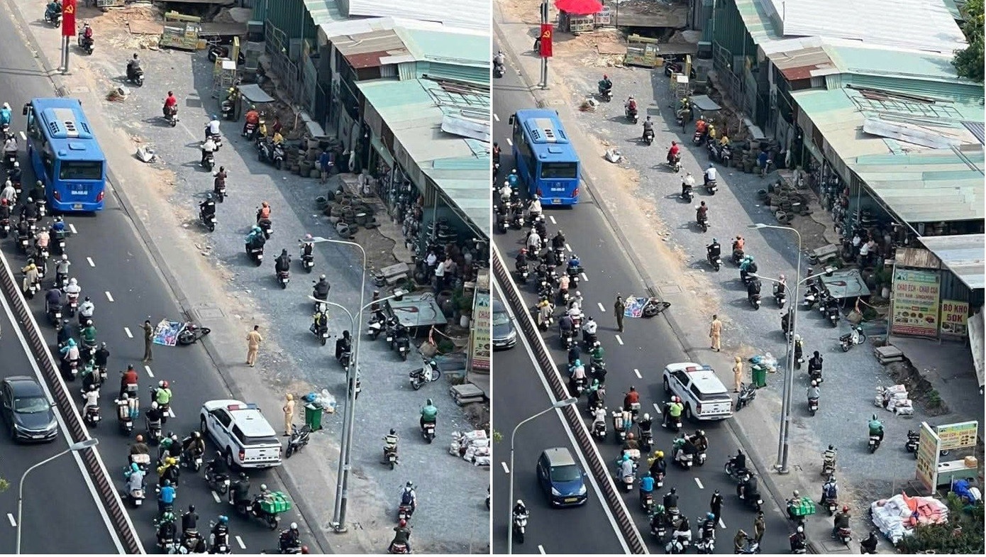 Va cham voi xe buyt, nguoi dieu khien xe may tu vong o TP.HCM hinh anh