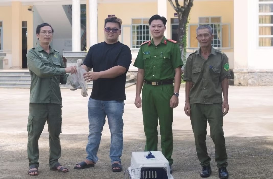 Phat hien dong vat la trong vuon, nguoi dan giao nop cong an hinh anh