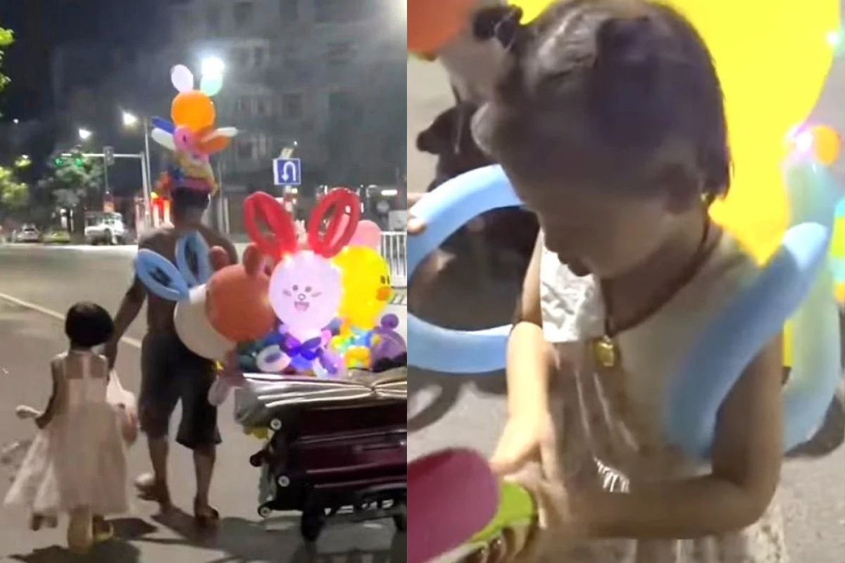 Ong bo Trung Quoc ban bong bay, ngu ngoai duong de kiem tien nuoi con hinh anh