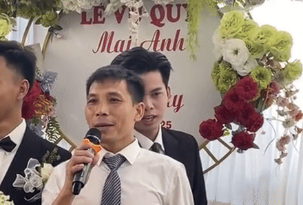 Man 'nhac bai' phat bieu trong dam cuoi viral khap coi mang hinh anh