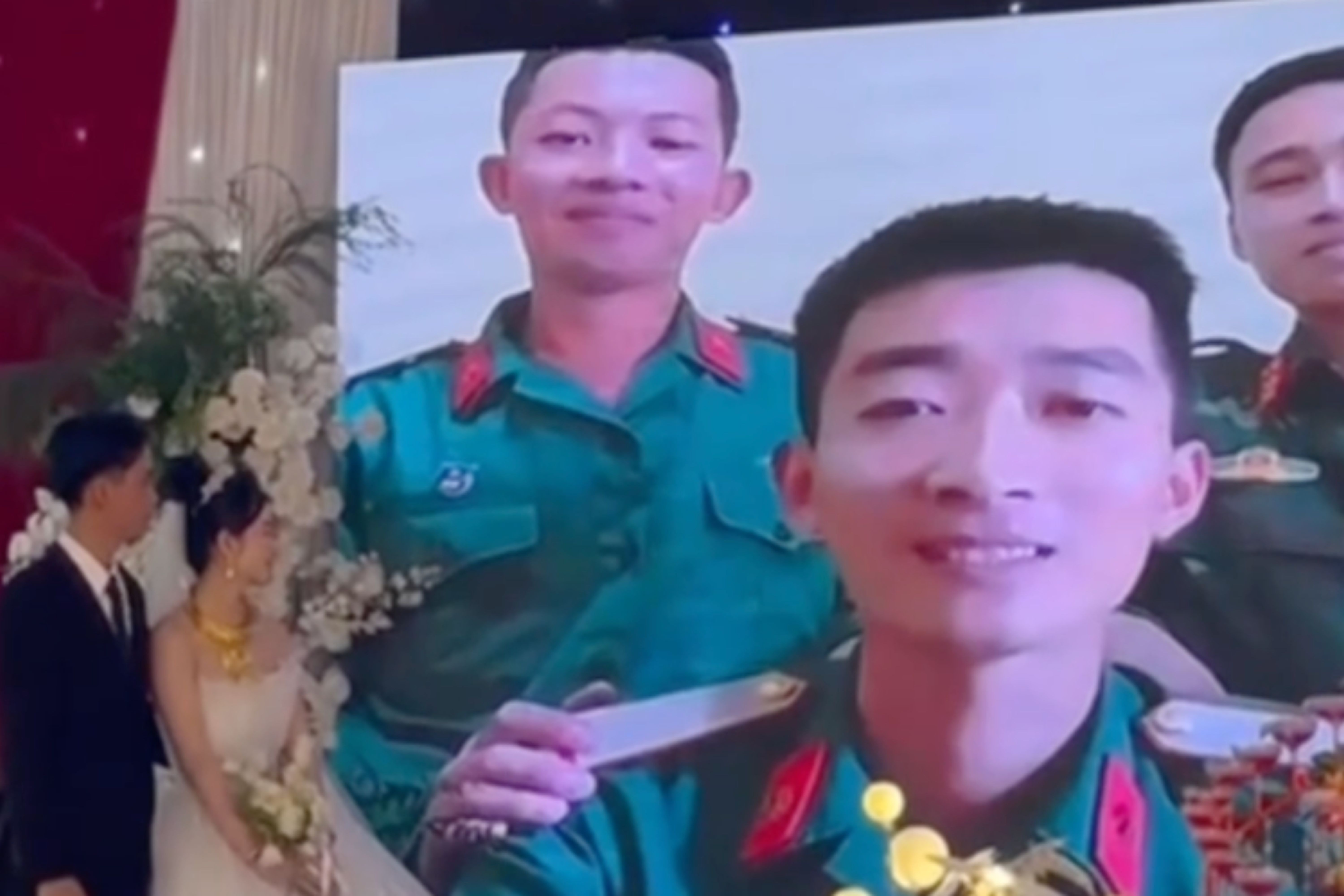 Anh trai trong quan ngu quay video chuc mung em gai cuoi o Gia Lai hinh anh