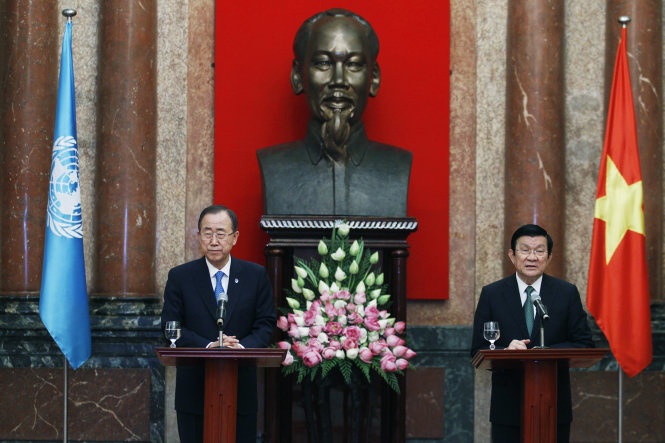 Ong Ban Ki Moon: LHQ theo doi sat tinh hinh bien Dong hinh anh