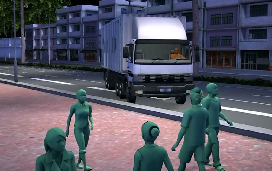 Mo phong xe tai lao bat mang vao dam dong o Nice hinh anh