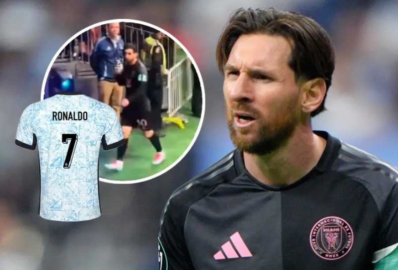 Phan ung cua Messi khi thay ao dau Ronaldo hinh anh