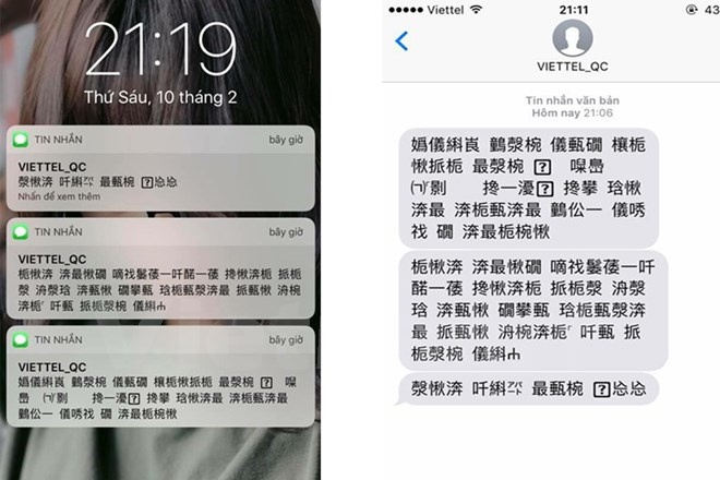 Thue bao Viettel nhan duoc tin nhan quang cao chu tuong hinh hinh anh