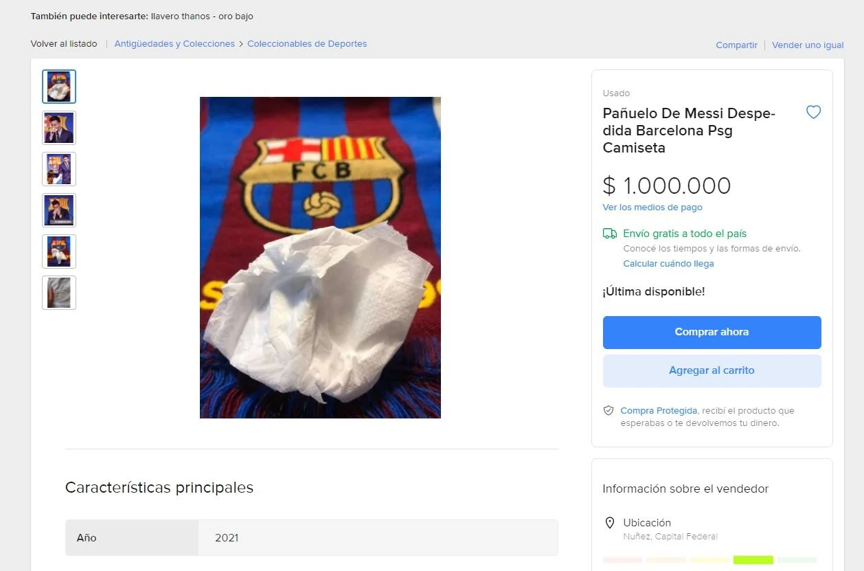 Khan giay co nuoc mat cua Messi duoc rao ban voi gia 10.000 USD anh 1