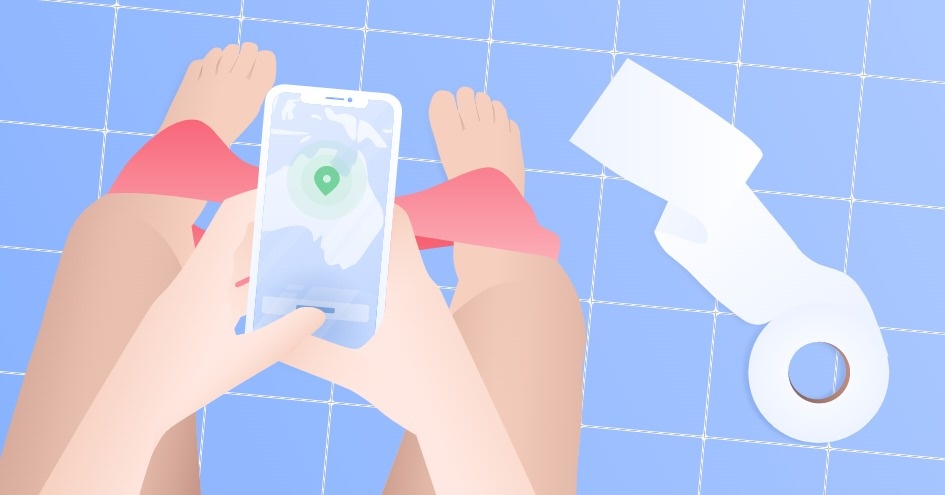 Dung dien thoai trong toilet anh 1