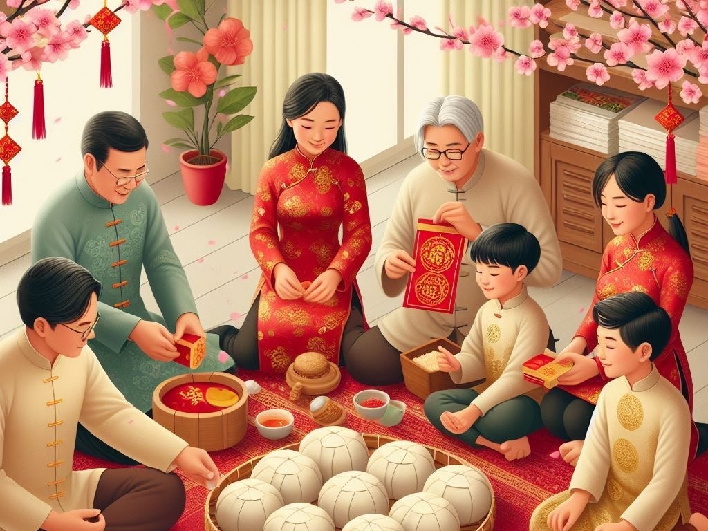 Viet loi chuc Tet, ve tranh nam moi chua den 1 phut bang AI hinh anh