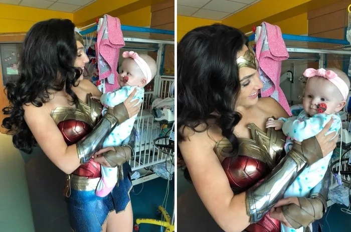 Gal Gadot dien do Wonder Woman toi tham benh vien nhi dong hinh anh
