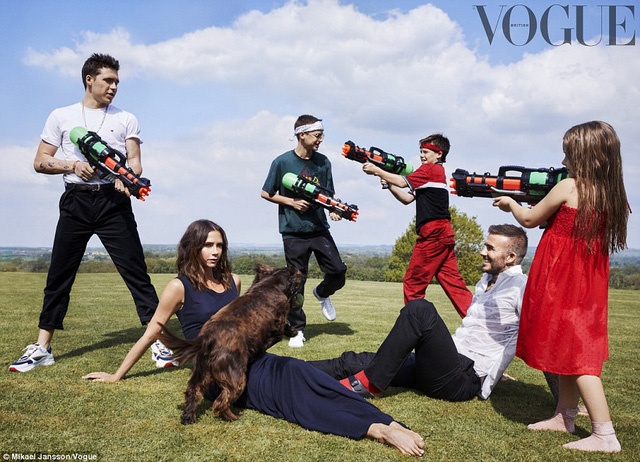 gia dinh Beckham tren tap chi Vogue anh 2