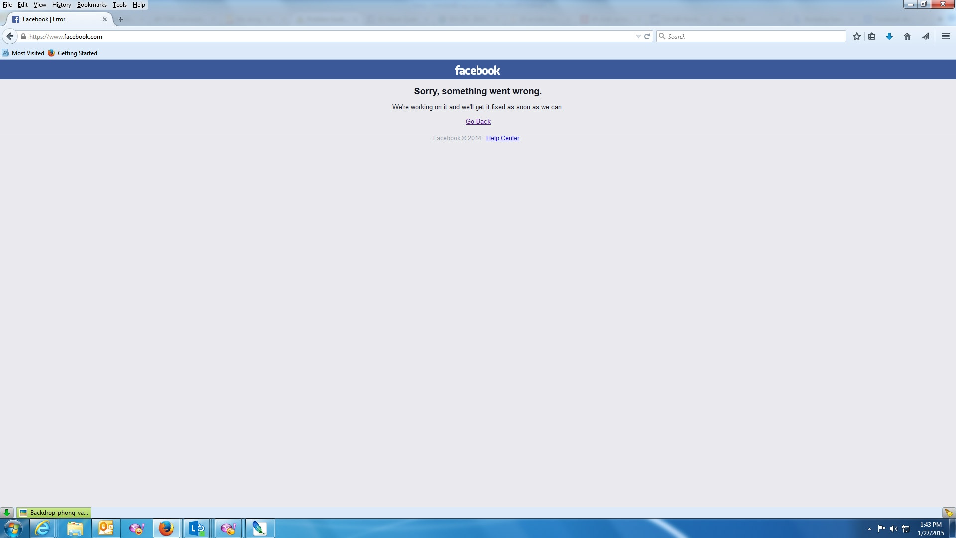 Facebook không truy cập được tại Việt Nam từ 13h20 ngày 27/1.