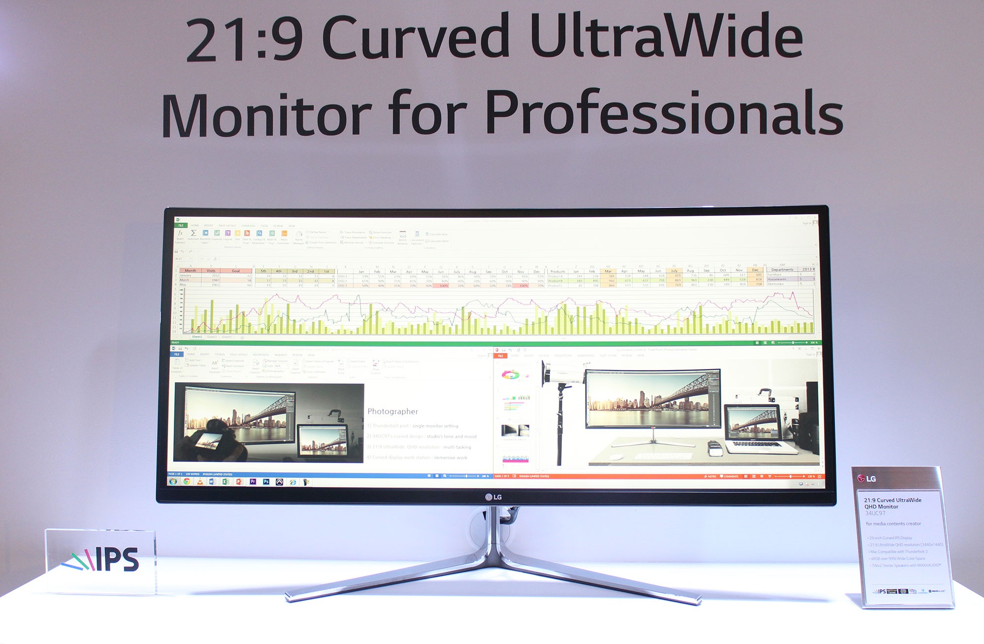 Màn hình monitor 34 inch độ phân giải lên tới 4K dành cho những người dùng chuyên nghiệp. Ảnh: Anh Linh.