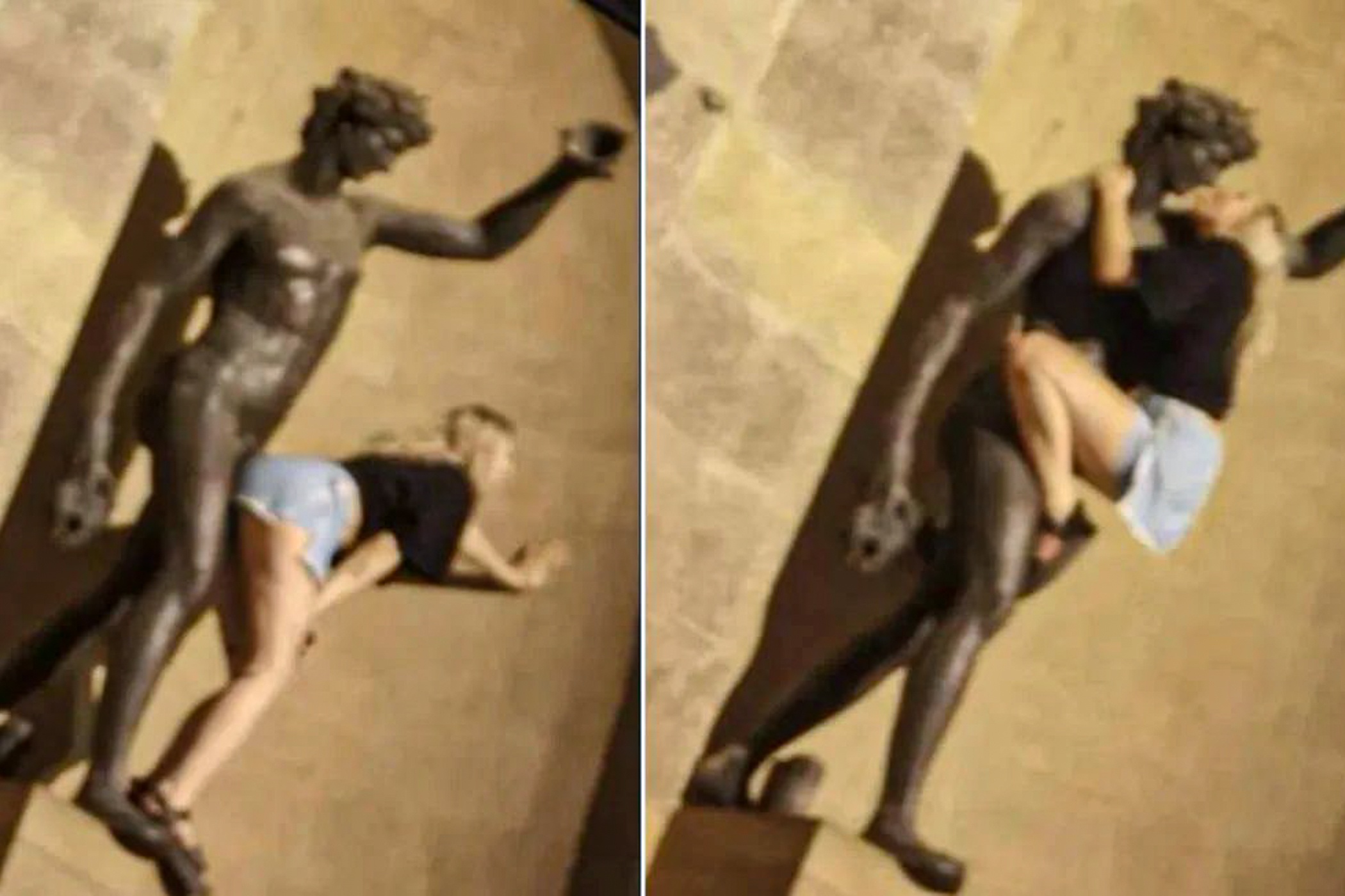 Hanh vi dang xau ho cua nu du khach voi tuong khoa than tai Italy hinh anh