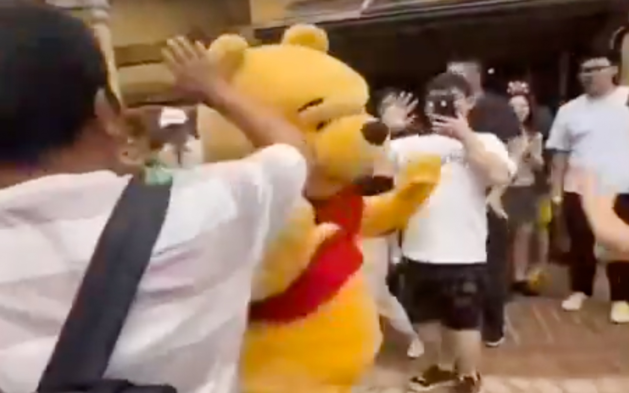 Du khach danh toi tap mascot gau Pooh tai Trung Quoc hinh anh