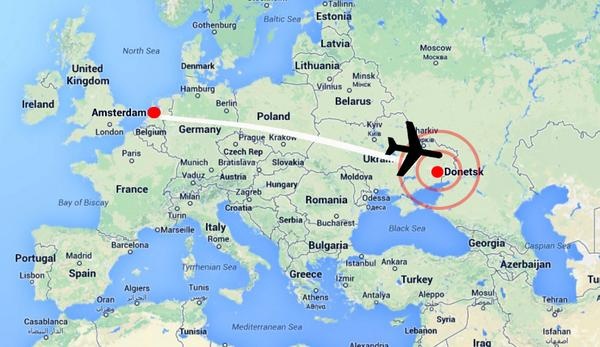 Lộ trình của chuyến bay MH17 trước khi nó rơi. Ảnh: Twitter