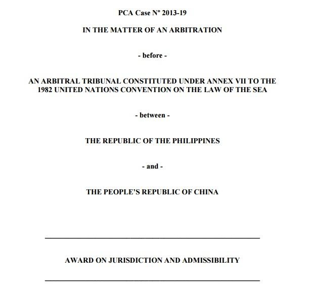 Nội dung thông báo của PCA về vụ Philippines kiện đường 9 đoạn của Trung Quốc ở Biển Đông. Ảnh: PCA