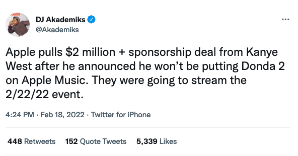 Kanye West tu choi giao dich 100 trieu USD cua Apple anh 3