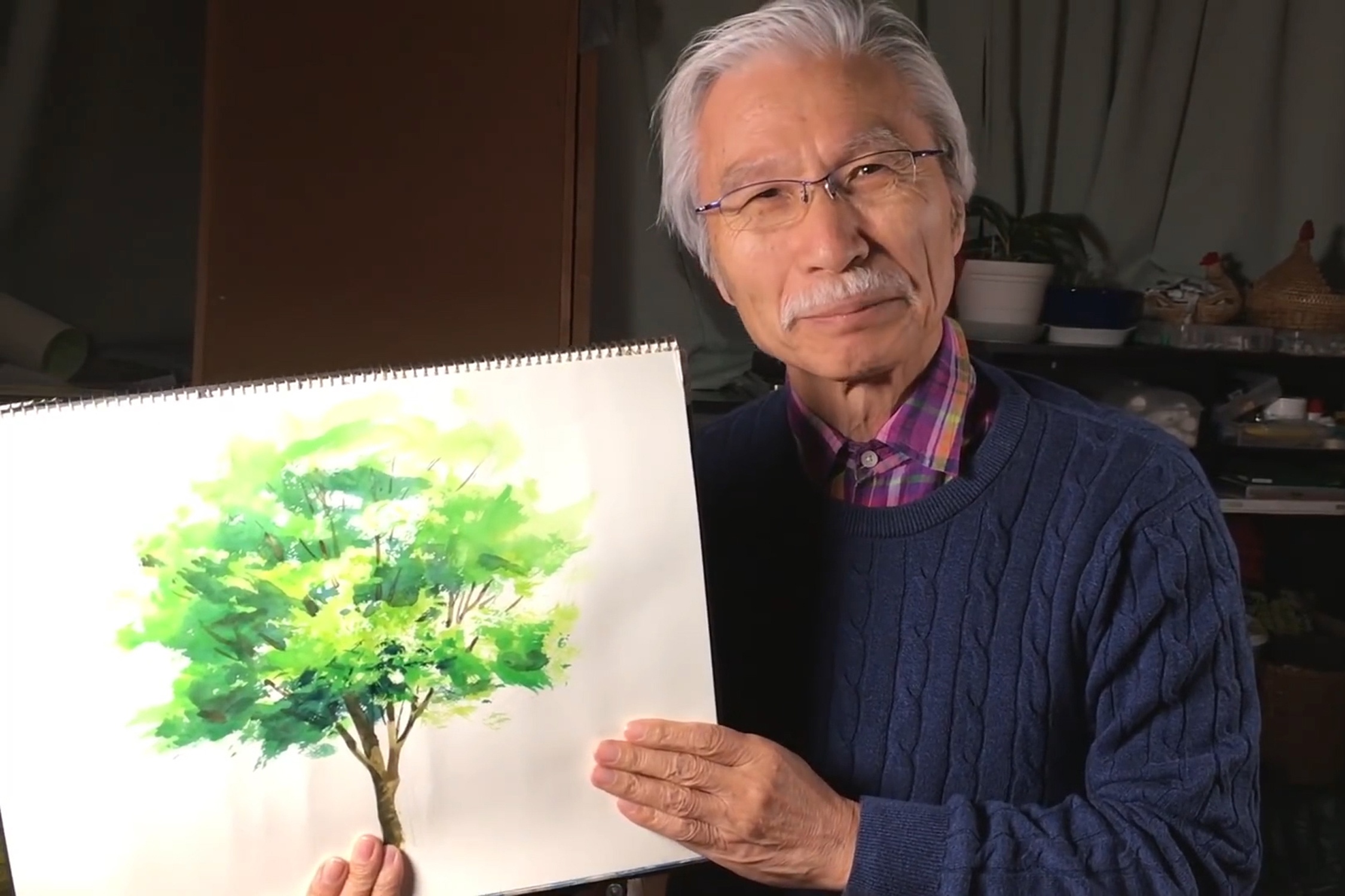 Cu ong 74 tuoi noi tieng nho day ve tranh hinh anh