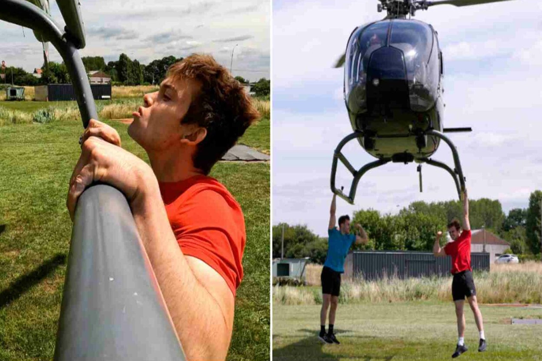 Chang trai hit xa tren truc thang hinh anh