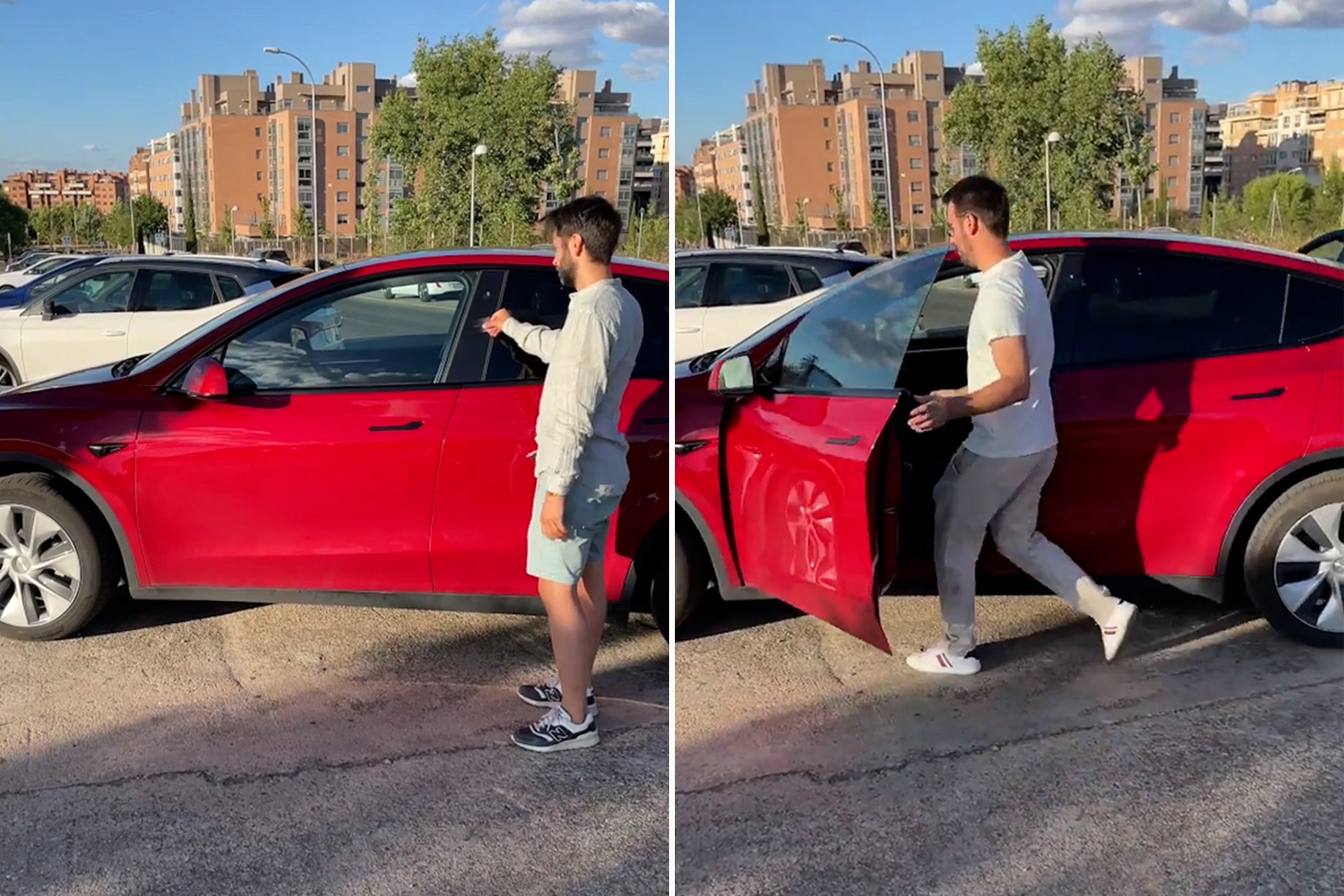 Be khoa va khoi dong xe Tesla trong vai giay hinh anh